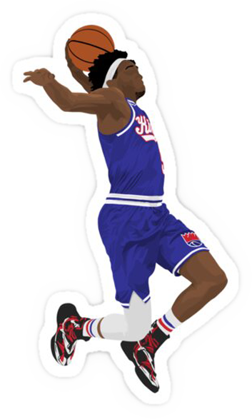 Cartoon sticker of De'Arron Fox dunking